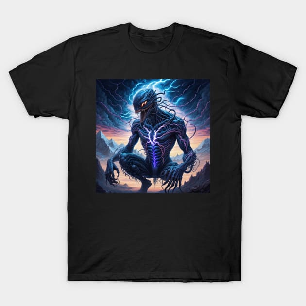 Virning alien in ligtning aura T-Shirt by Virshan